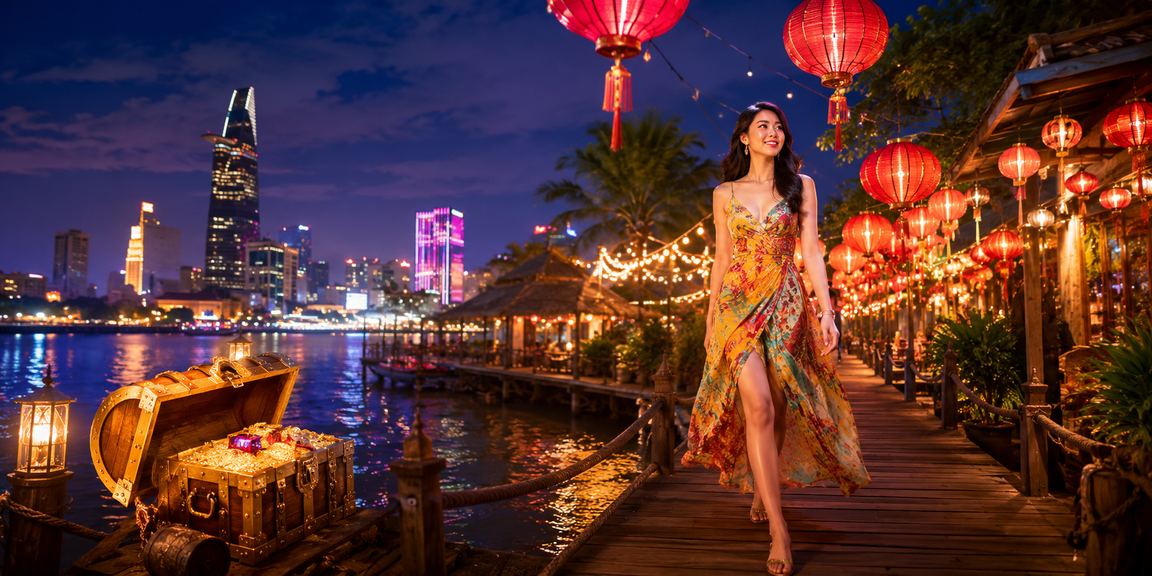 Cảnh chợ đêm Hồ Chí Minh với hoạt động giải trí và cá cược sôi động